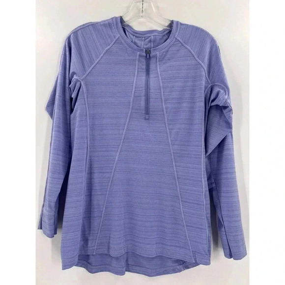 Athleta Speedlight Long Sleeve Seamless Purple 1/4 Zip Shirt Large Excellent UC - Picture 2 of 8
